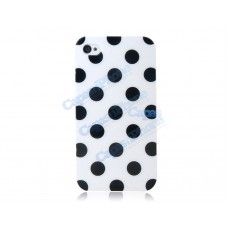 Capa de TPU para iPhone 4 e 4S Fashion - Branca com Bolinhas